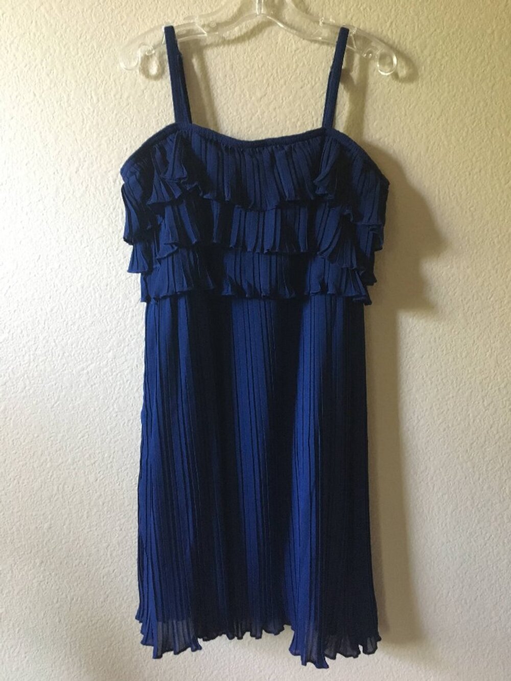 Navy Blue Dance Dress SA Costume Lyrical Ruffles mini Pleats Solo
